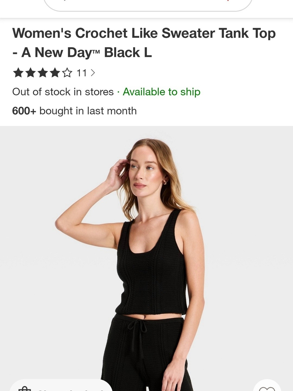 a new day Black Crochet-Look Knit Tank